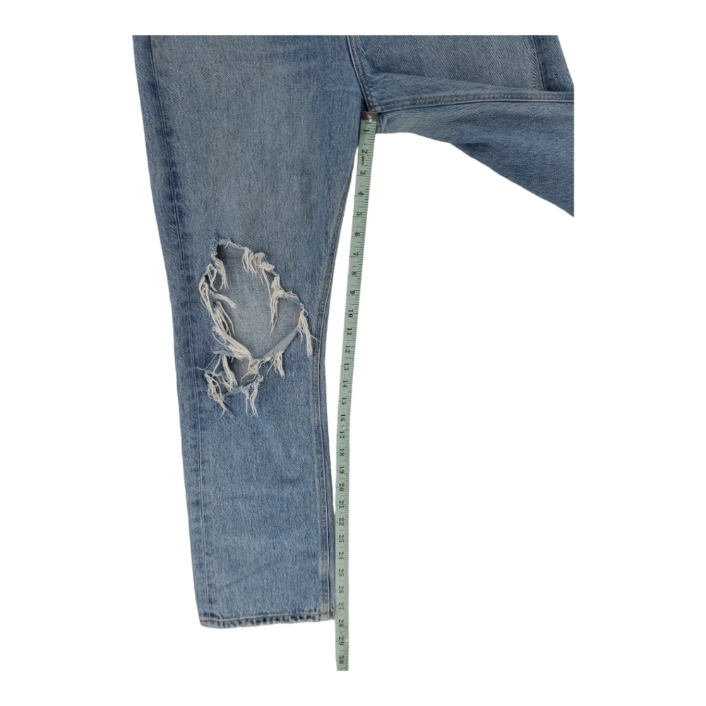 Agolde 90's Mid Rise Distressed Jeans 100% Cotton Size 27 Button Fly - Picture 8 of 13